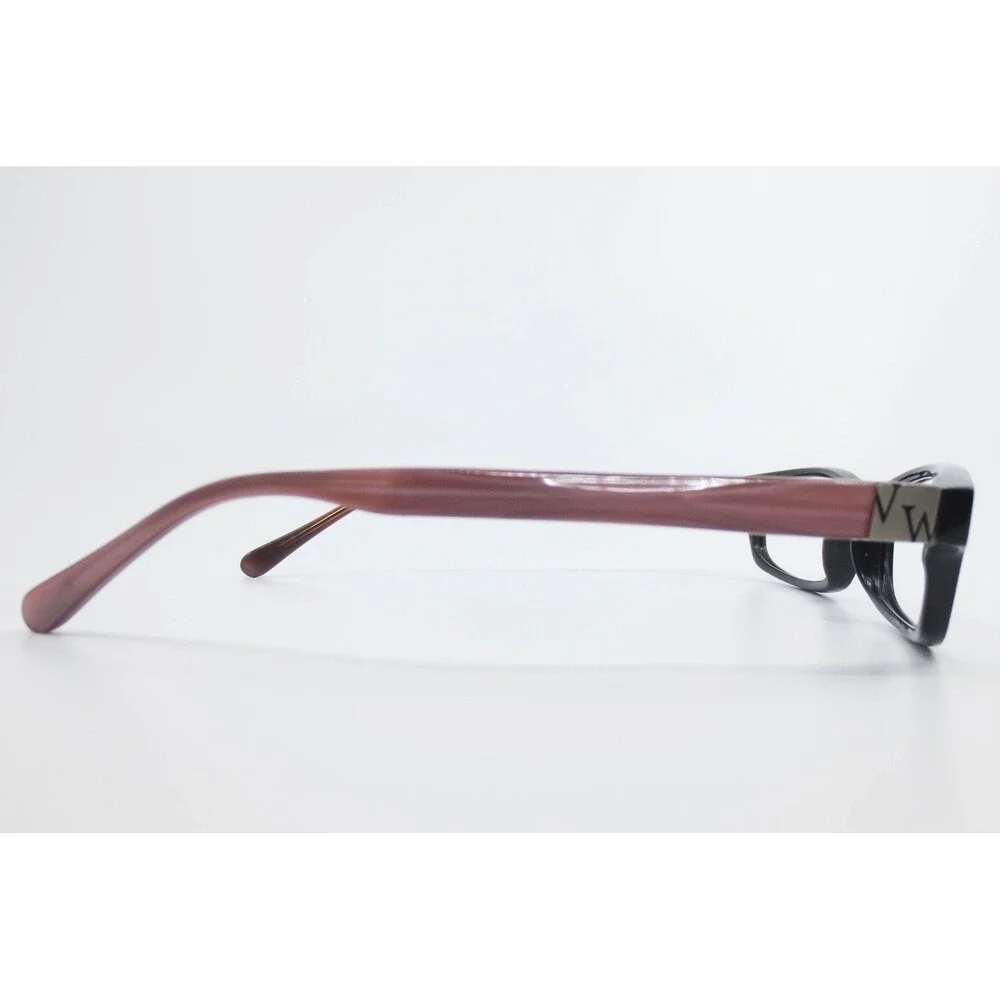 Vera Wang V030 BK Eyeglasses Black Mauve Rectangular Frames 51-17-130 VW Logo